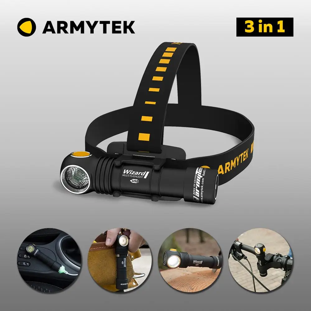 Flashlight Armytek Wizard v3 XP-L Magnet USB Rechargeable Torch 18650 Li-Ion Battery Included