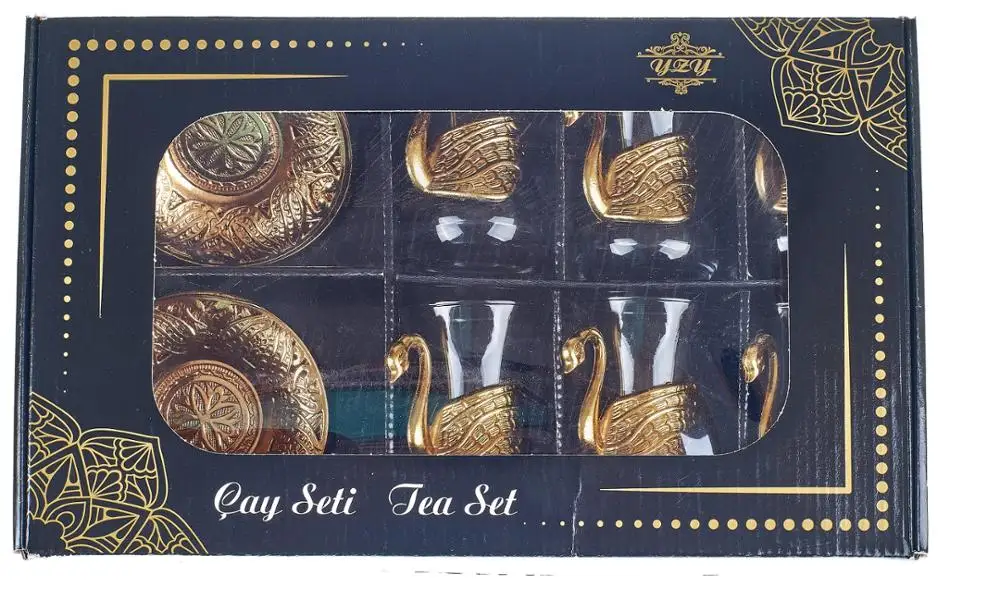 Турецкий чайный набор для 6 человек с сервировочным лотком Турецкая чайная чашка