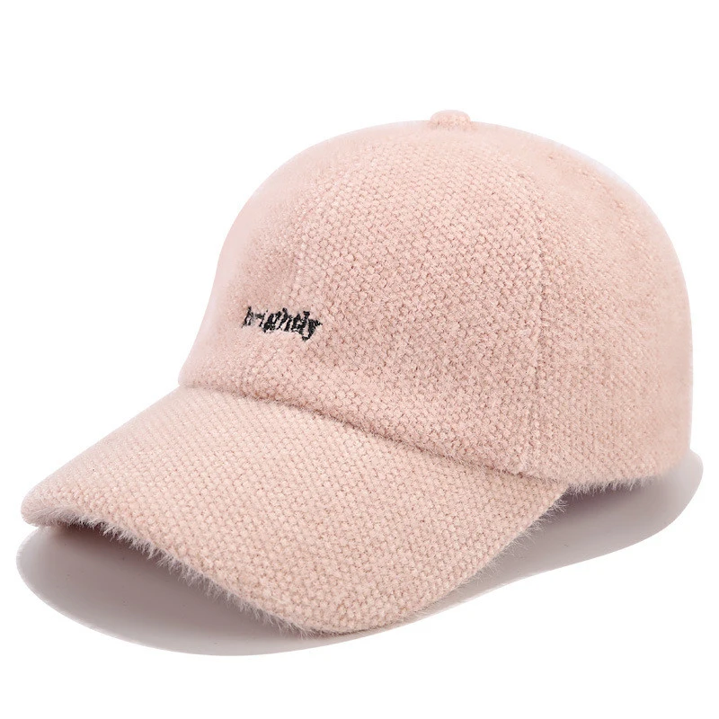 Hat Female Autumn Winter Woolen Warm Baseball Cap Student Couple Casual Letter Embroidery Cap All-match Gifts a127