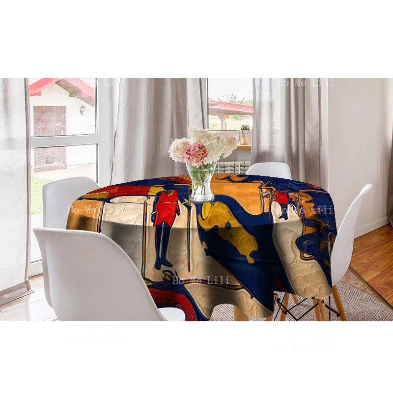 Африканская Этническая ретро винтажная круглая скатерть с рисунком Диего Ривера