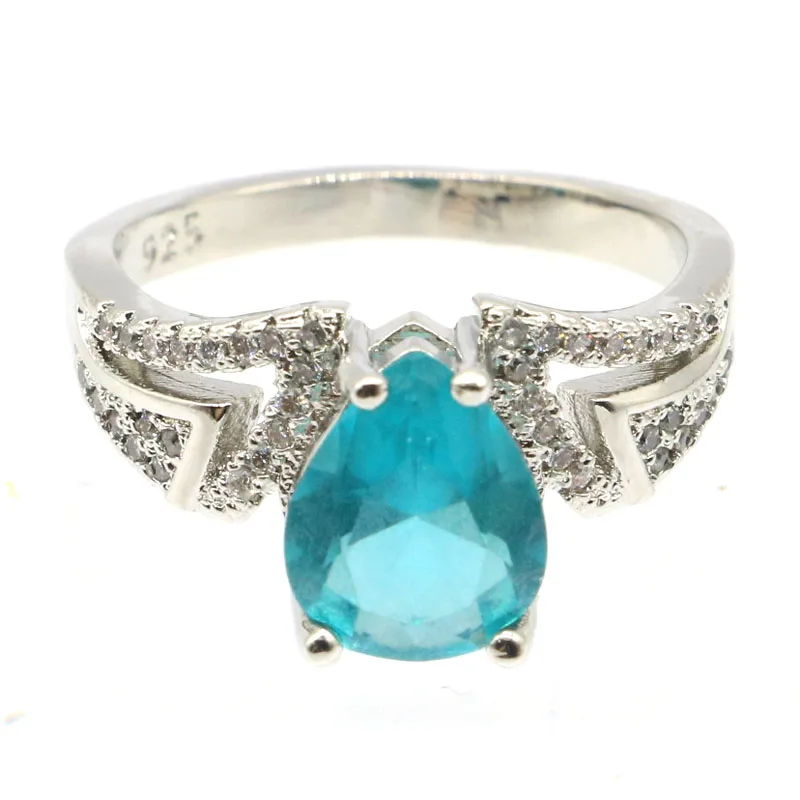 21x10 мм Необычные висячие серьги Форма создан синий Аквамарин Белый CZ для женской