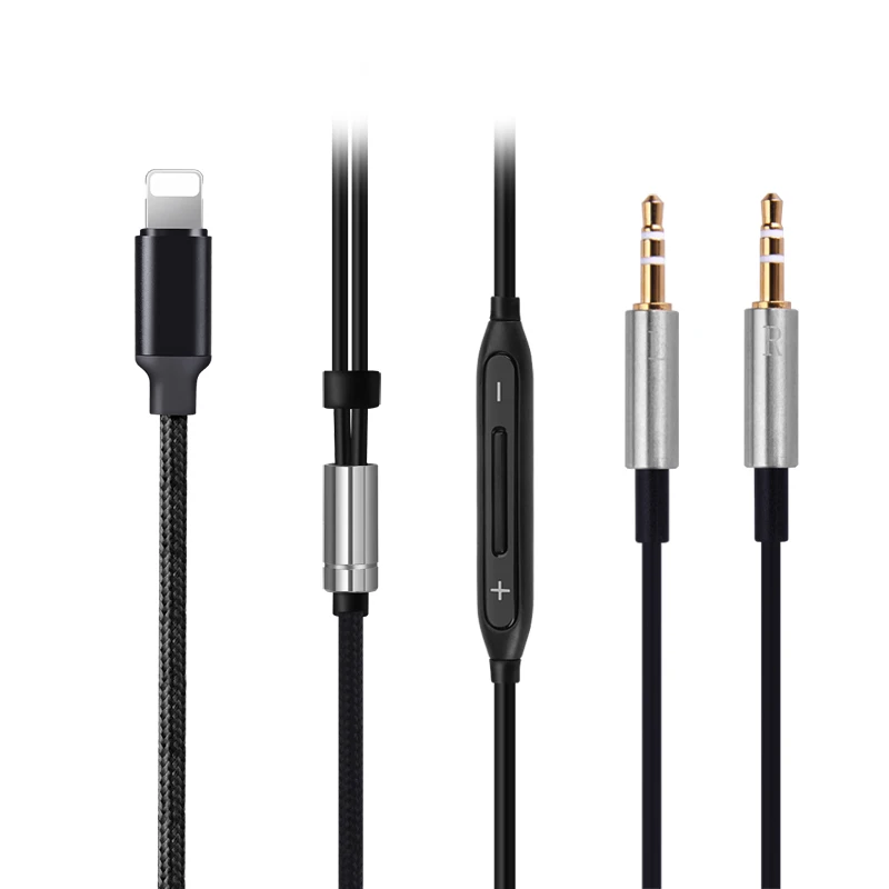 

NYLON Audio Cable with mic For 1MORE Triple Driver Over-Ear Headphones H1707 NAD VISO HP30 BT FIT IPHONE