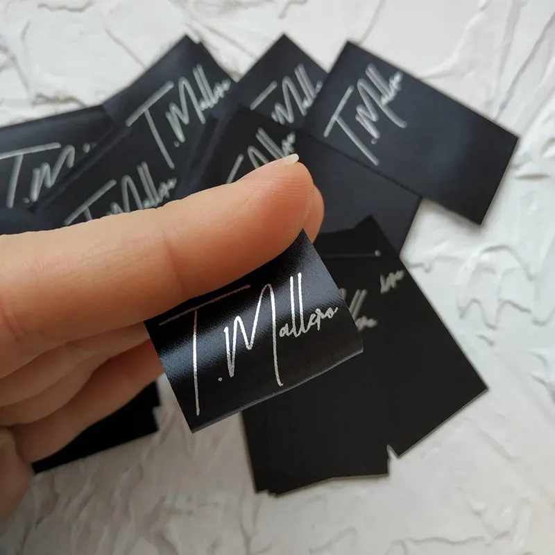 300 высококачественные тканевые бирки для одежды на заказ этикетки атласная лента