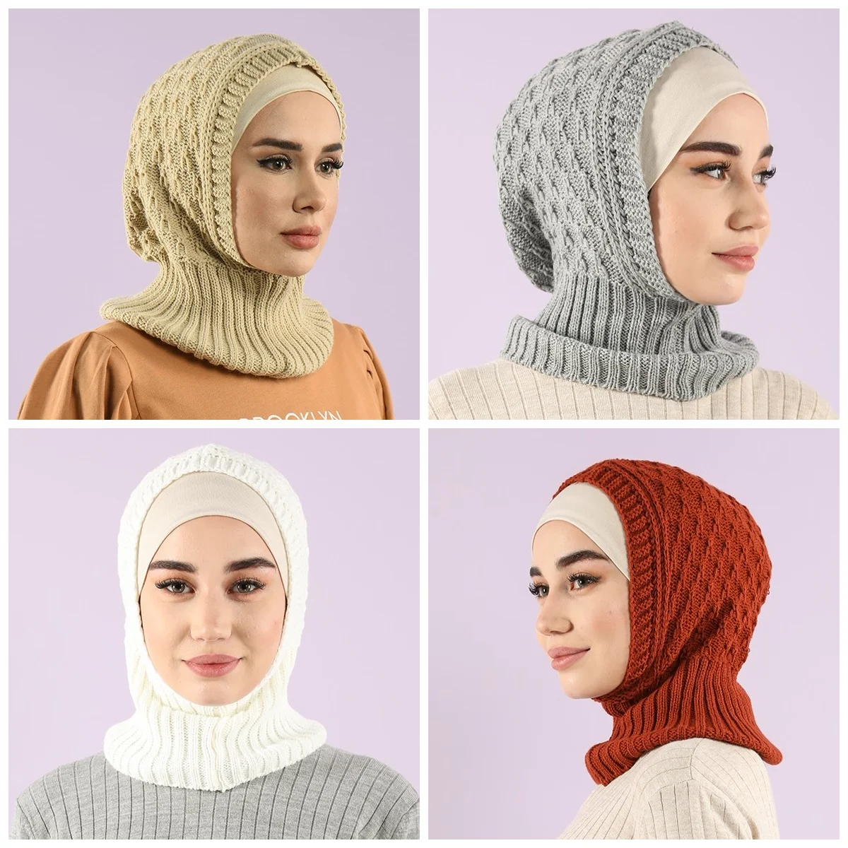 Шарф тюрбан Женский трикотажный в мусульманском стиле теплая вязаная шапка