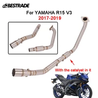 motorcycle exhaust pipe connection pipe middle link tube slip on 51mm muffler tube stainless steel for yamaha r15 v3 2017 2019