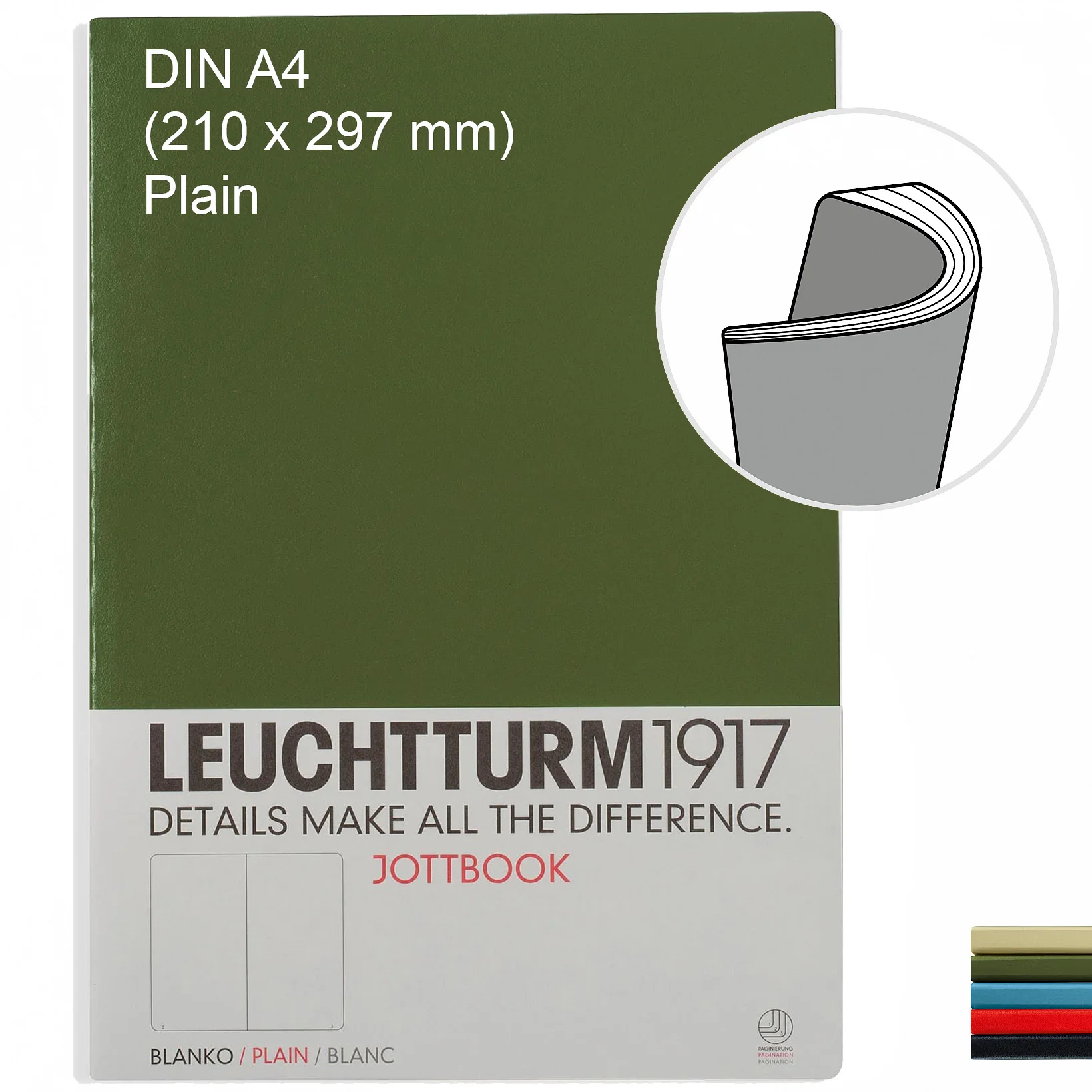 

Leuchtturm1917 Jottbook, средний (A4), мягкая обложка, 60 пронумерованных страниц-простой