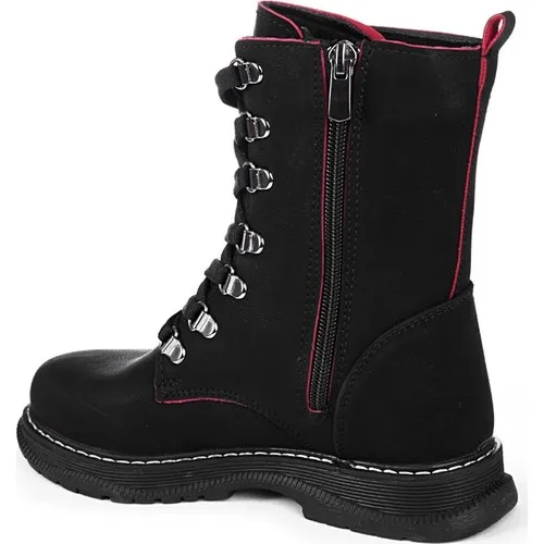 

Captain Junior Young Women Black Leather Boots Winter Snow Boat Orthopedic Soft Light Flexible Non-Slip Flat Bottom Antibacterial