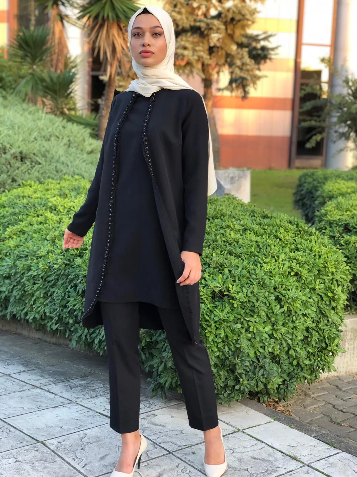 MC1434 Женская одежда для хиджаба с вышитыми розами двойной костюм исламский платье