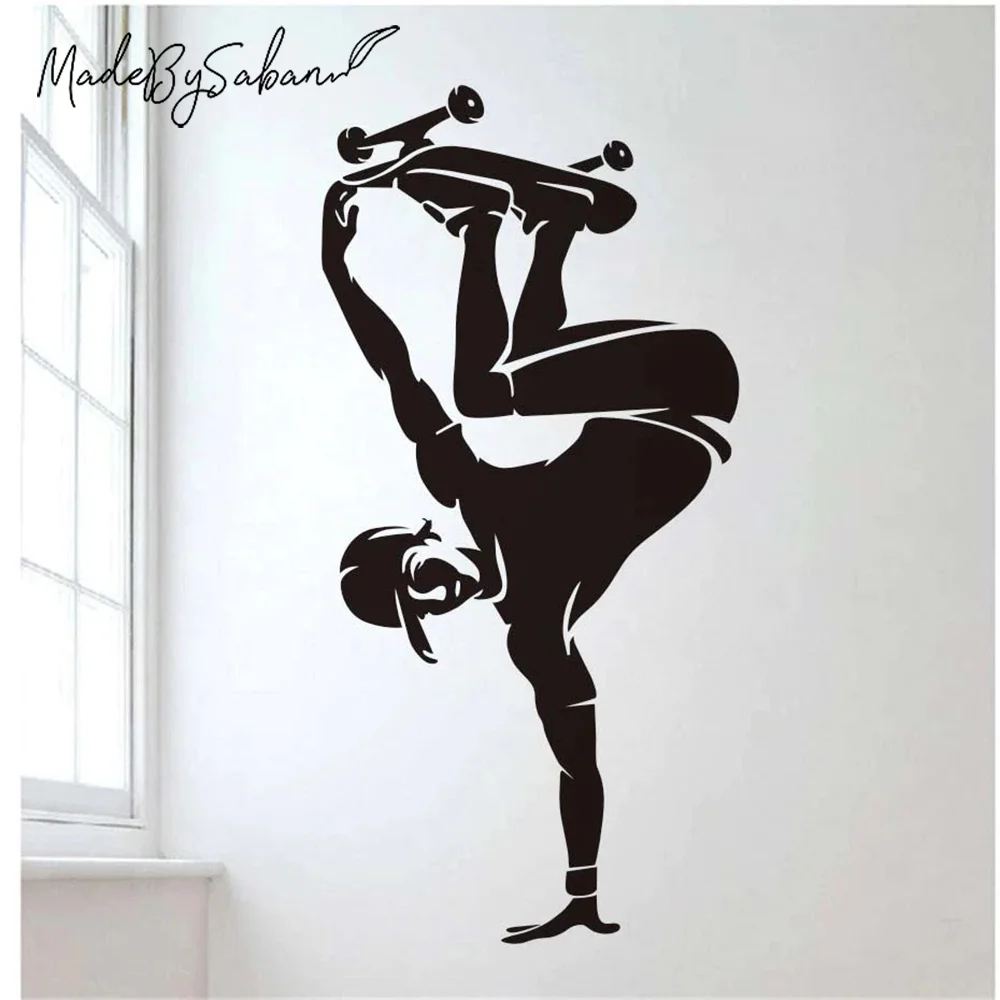 

One Handed Skateboarding Teenager Boy Bedroom Background Wall Sticker Home Decor Wall Art