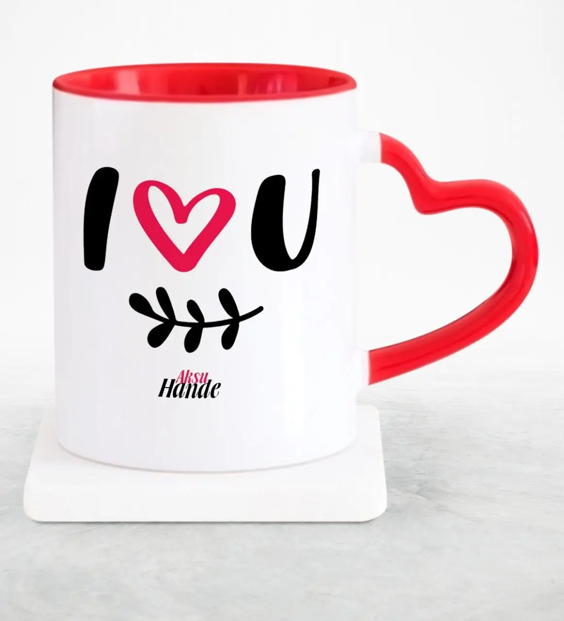 

Personalized Custom I Love You Red Heart Mug Cup-3