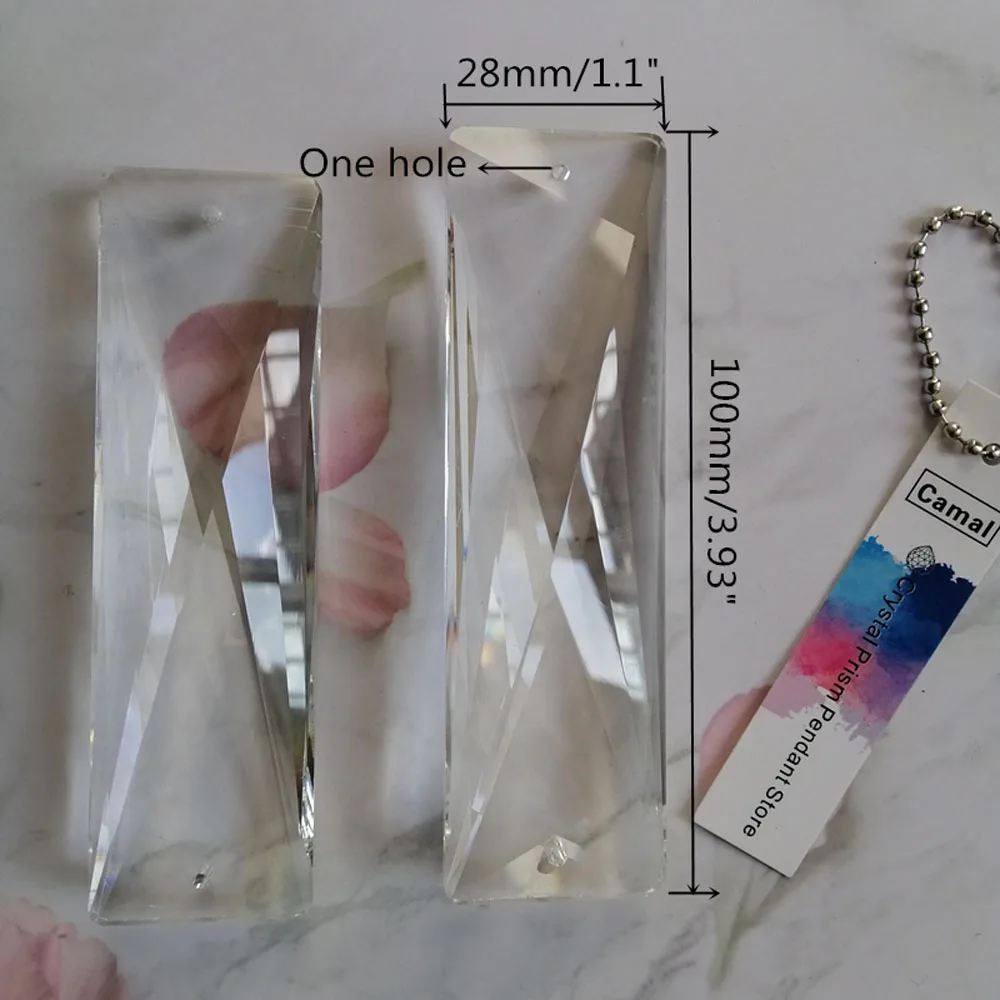 Camal 2 шт. 28 мм x 100 мм (2 отверстия) граненая длинная прямоугольная хрустальная прокладка подвесной светильник призмы люстра Ловец солнца детали освещения