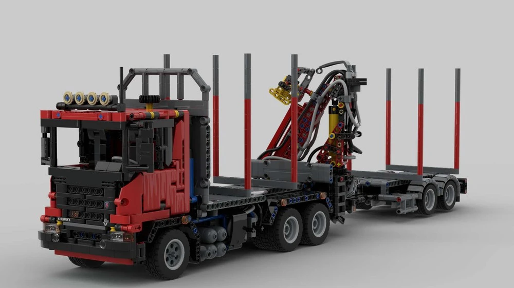 

Technology Building Blocks MOC Scania Truck Forest Pneumatic Logging Machine Cargo Pallet Assembly Toy Model Boy Birthday Gift