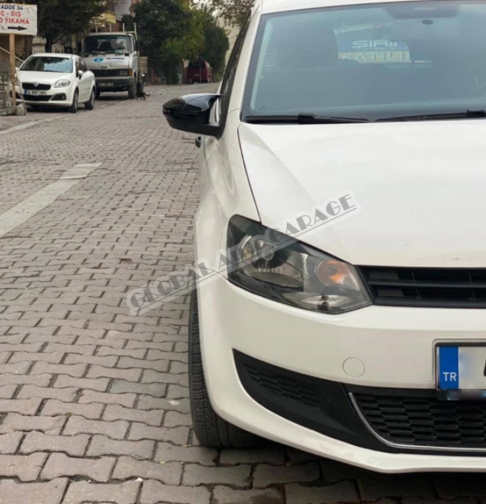 Чехол для зеркала VW Volkswagen Polo Mk5 Mk6 летучая мышь 2009-2021 глянцевое пианино черное 2
