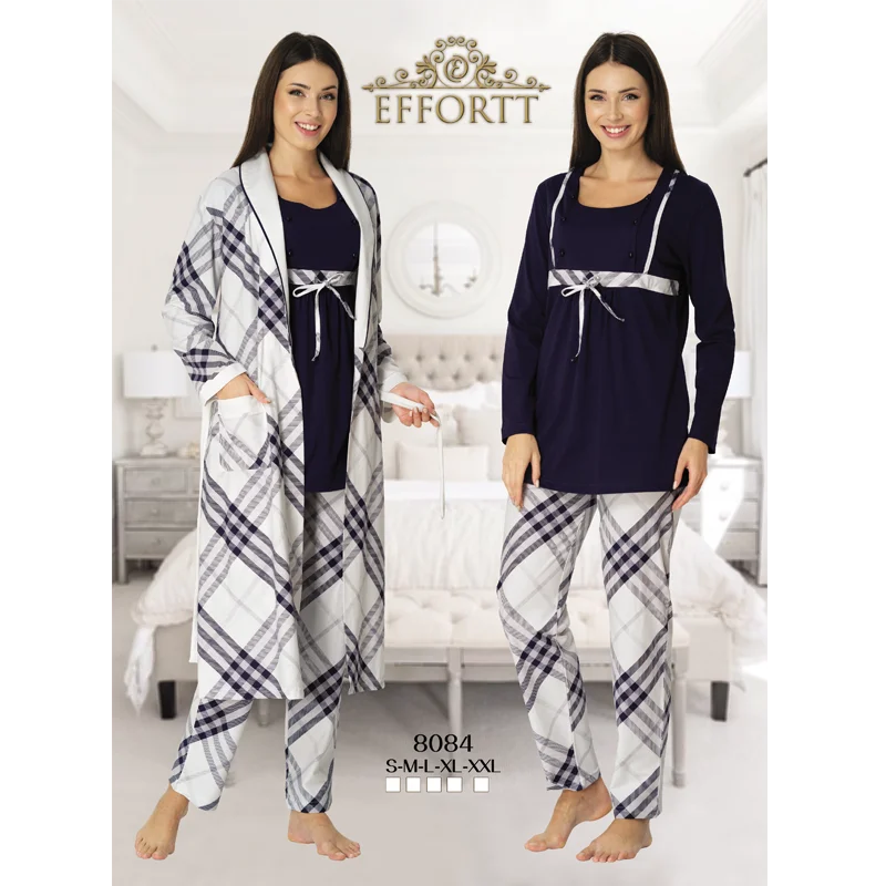 Women's Dressing Gown and Pajama Set Turkish Cotton Production Pre and Postpartum Pregnant Comfortable Clothing Soft Fabric enlarge