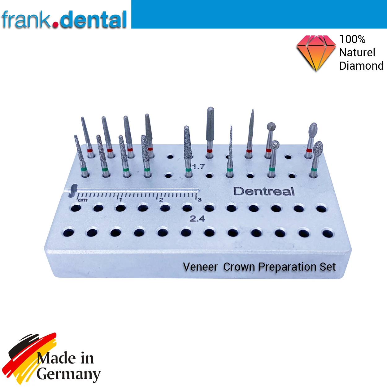 Frank Dental Veneer Crown Preparation Burs kit - FD1356 Dental Diamond Burs Kit