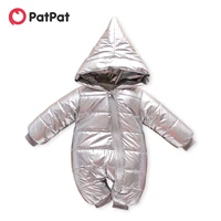 patpat new autumn and winter baby stylish solid windproof hooded colorful jumpsuit for baby unisex clothes