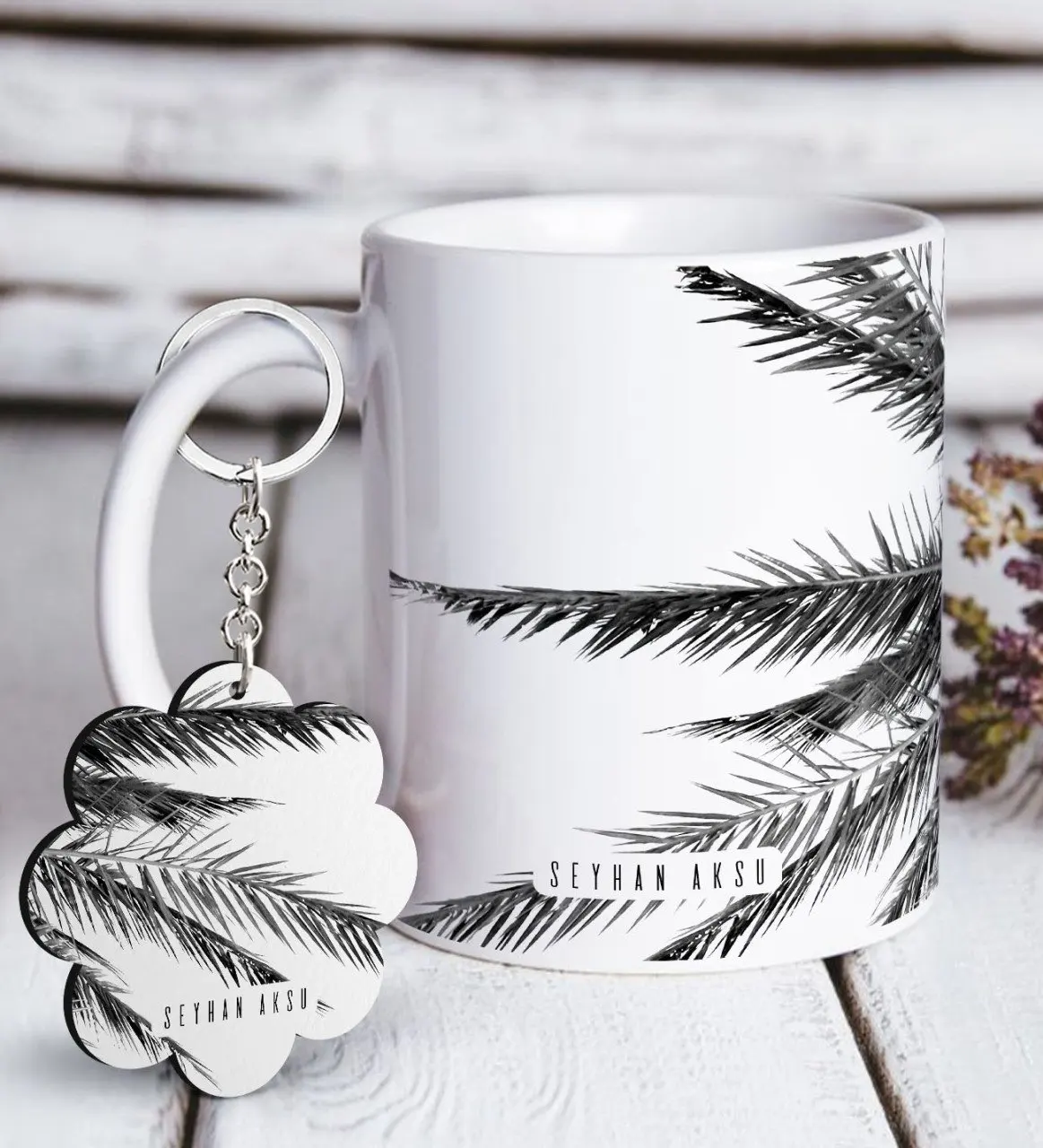 

Personalized Is White Mug and Keychain Gift Seti-33
