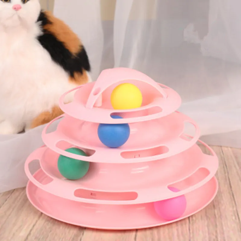 Cat Turntable Plates Toys Four-layers Tower Tracks Pet Teaser Stick Interactive Toy Amusement Training Ball Kittenигруш | Дом и сад