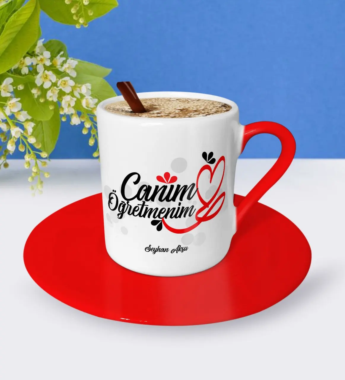

Personalized Monsieur Lazhar Red Turkish coffee Cup-1