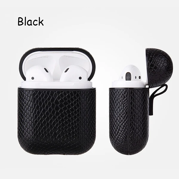 snake skin Black Airpod сумка из змеиной кожи чехол для Apple AirPods 1 2 Роскошный кожаный чехол водонепроницаемый для зарядки чехол s дропшиппинг - Цвет: snake skin Black