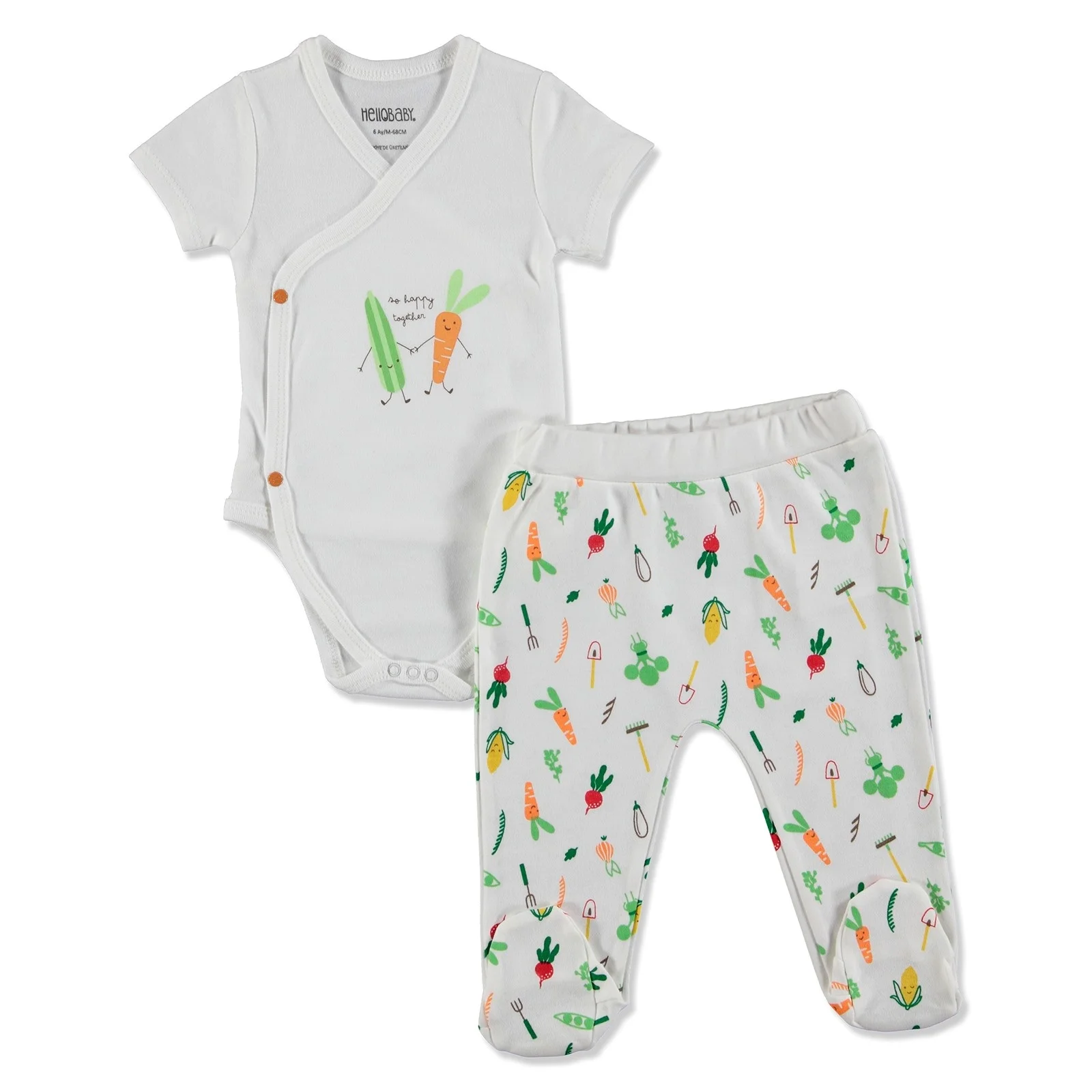 Ebebek HelloBaby/летние Детские боди с рисунком сладких овощей комплект со штанами| |