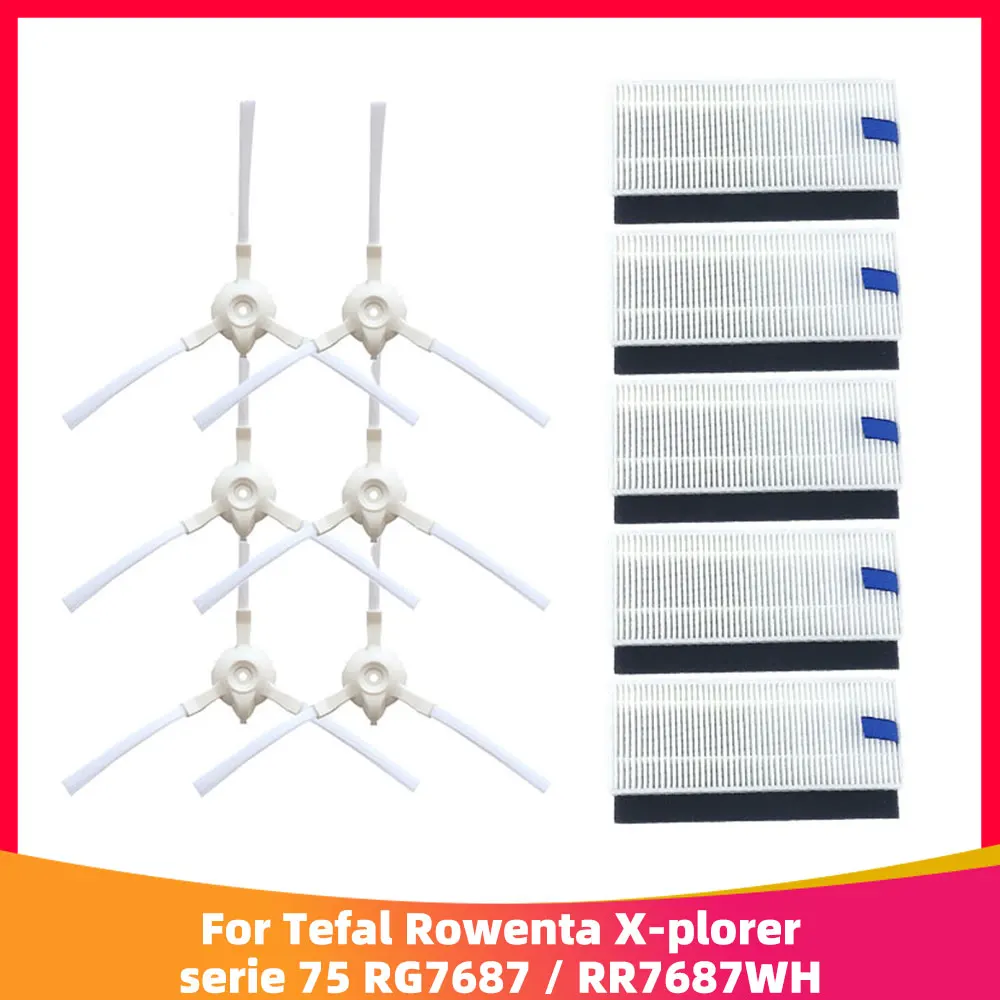 Hepa фильтр боковая щетка замена для Робот пылесос Tefal Rowenta X-plorer Serie 20 40 50 75 RG7687/RR7687WH |