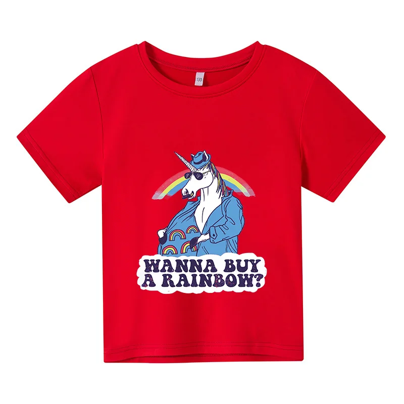 

Футболка и шорты детские с мультяшным единорогом, футболка с принтом для мальчиков и девочек, уличная одежда, Симпатичные футболки и шорты д...