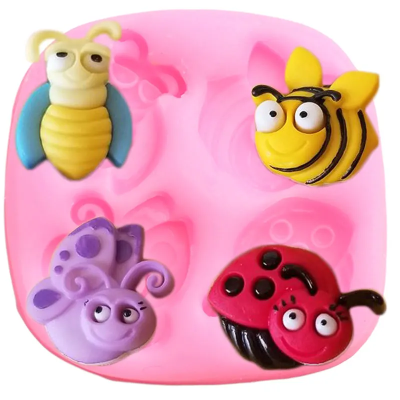 Силиконовая форма Bugs Bee Божья коровка бабочка помадные формы кекс Топпер DIY