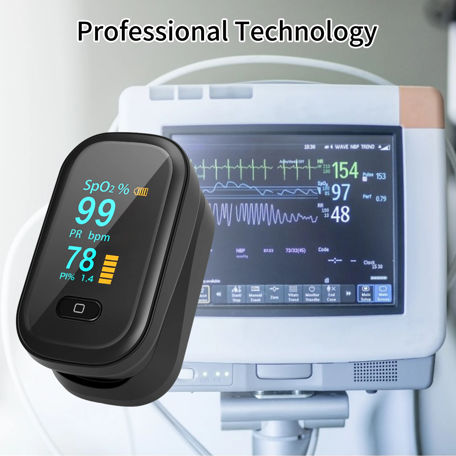 

PR Finger Pulse Oximeter Household OLED Spo2 Fingertip Oximeters Blood Oxygen Saturation Rate Monitor Meter Portable Monitors