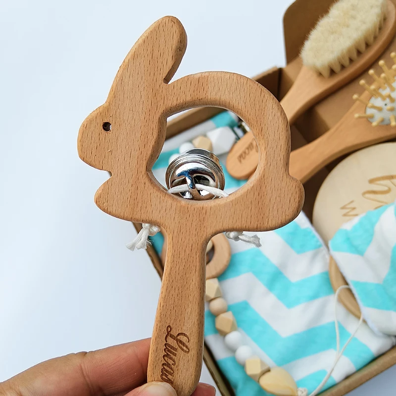 Персонализированная щетка для волос новорожденных с деревянной щетиной