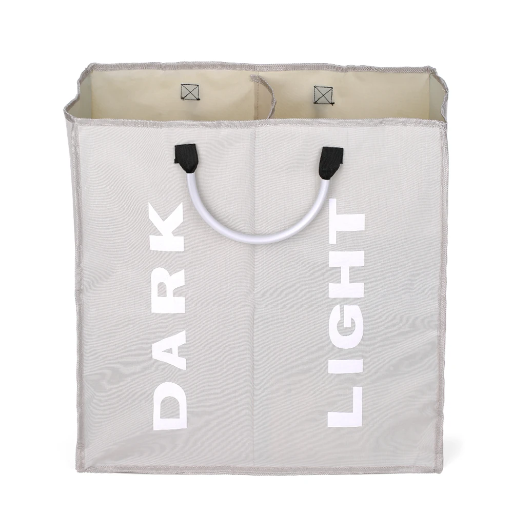 2-Section Light Gray Большая складная сумка-Органайзер для грязной одежды из ткани Оксфорд с алюминиевыми ручками - Цвет: 2-Section Light Gray