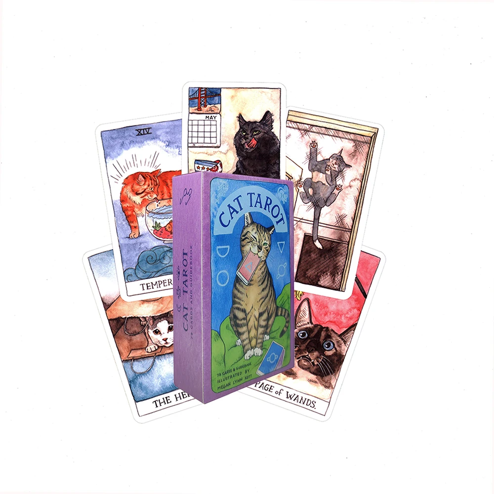 

Cat Tarot Cards For Beginners With PDF Guidebook With Meanings On Them Intimate Relationship For Party Holiday Gift