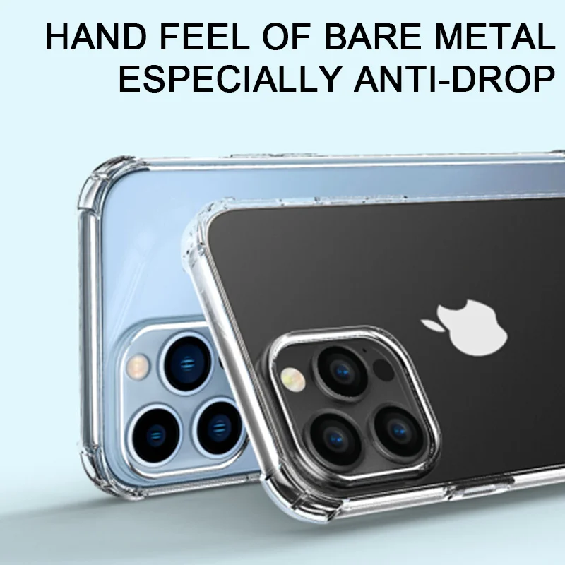 Luxury Thick Shockproof Phone Case For iPhone 13 12 11 Pro XS Max X XR Mini 6 6S 7 8 Plus SE2020 Transparent Silicone Back Cover