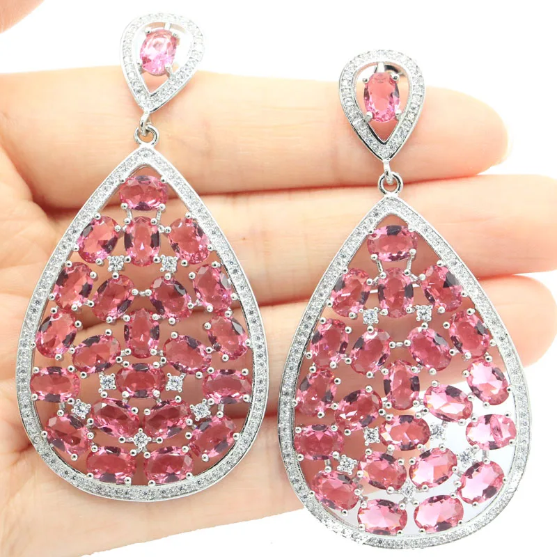 Серьги женские из серебра с сине-синим танзанитом 70 х35 мм 23 г | Украшения и