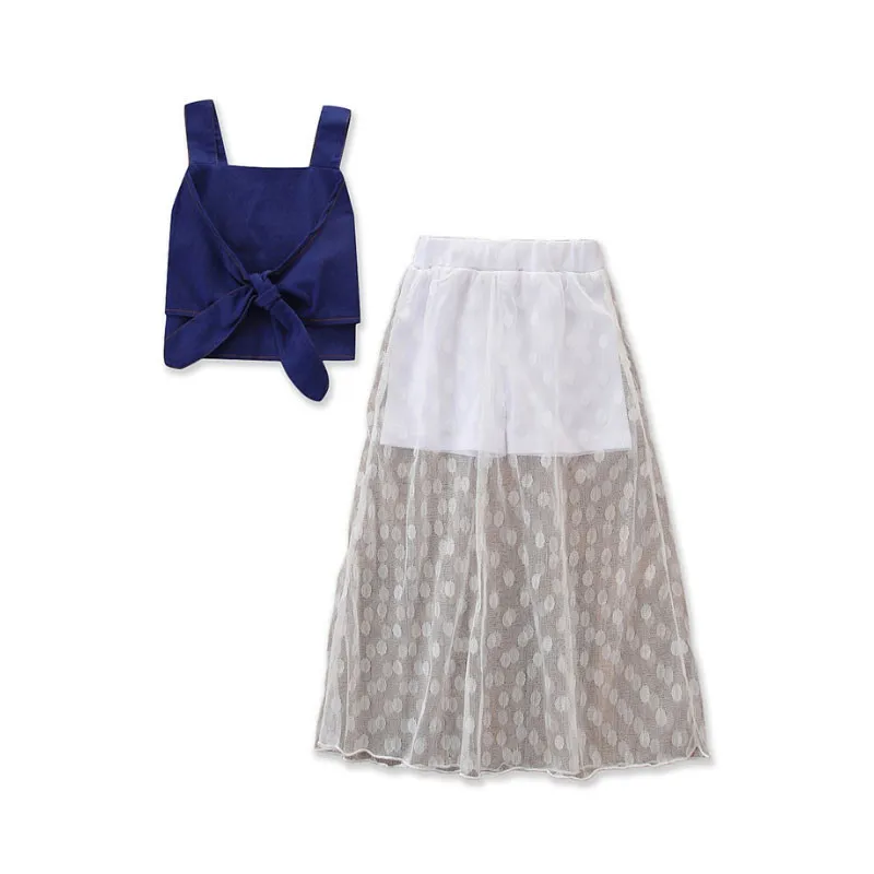 

2-7T Summer Baby Kids Girls Clothes Outfit Fashion Floral Suspenders Vest Top Irregular Skirt Toddler Girl Clothing Suit Set