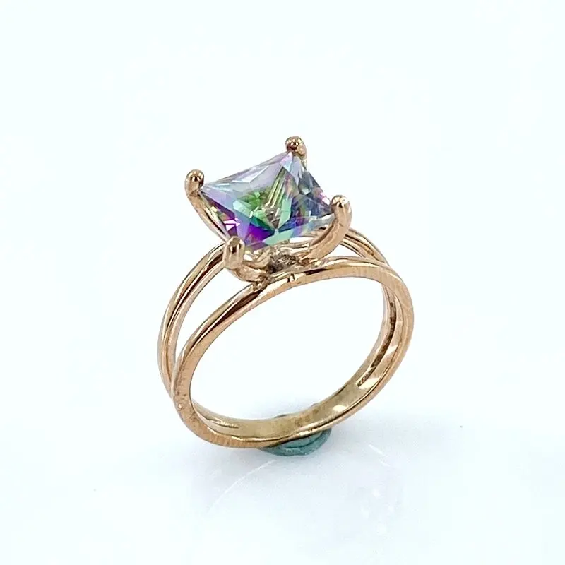 

Mystic Topaz Square Baguette Stone Italian Special Design Silver Ring
