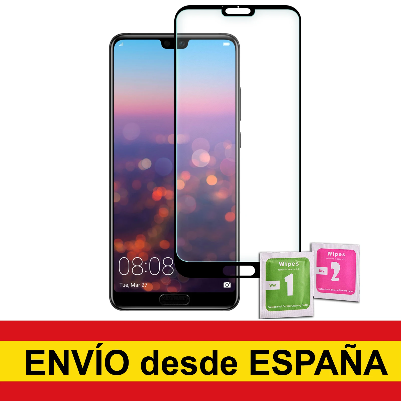 Закаленное защитное стекло для экрана HUAWEI P20 Черная передняя панель высокое