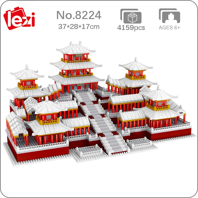 

World Architecture Ancient Winter Snow Epang Palace Mini Diamond Blocks Bricks Building Toy for Children Gift no Box