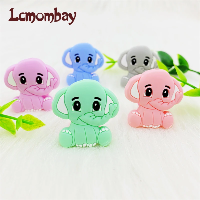

50pc Silicone Elephant Beads Newborn Teether Products Cartoon Teething Beads DIY Pacifier Chain Baby Oral Care Toy
