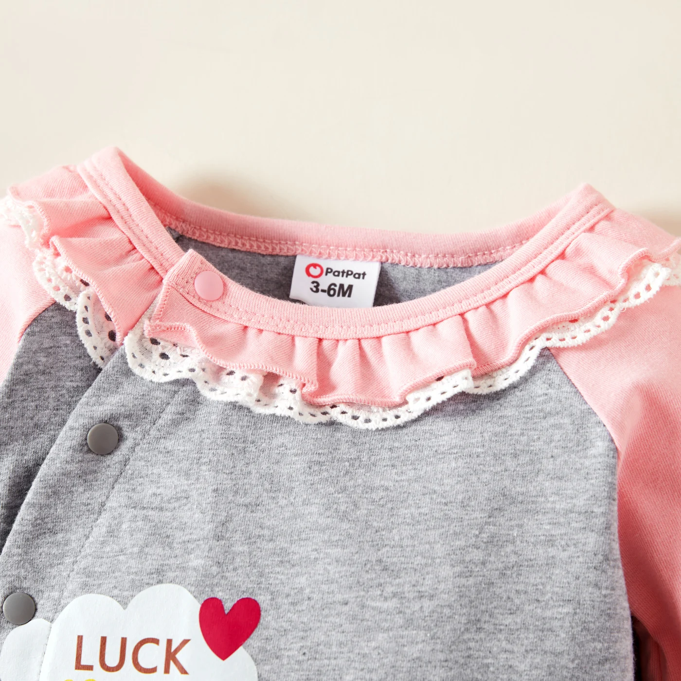 Детский хлопковый комбинезон PatPat с длинным рукавом принтом звезд и букв оборками