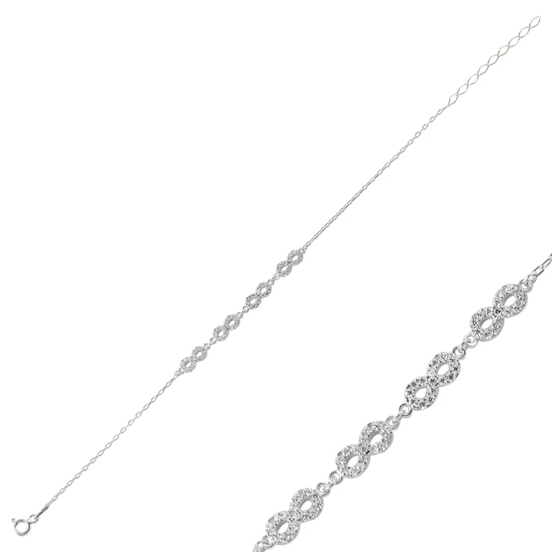 

Silver 925 Sterling Zircon Cubic Zirconia Eye & Snowflake Bracelet