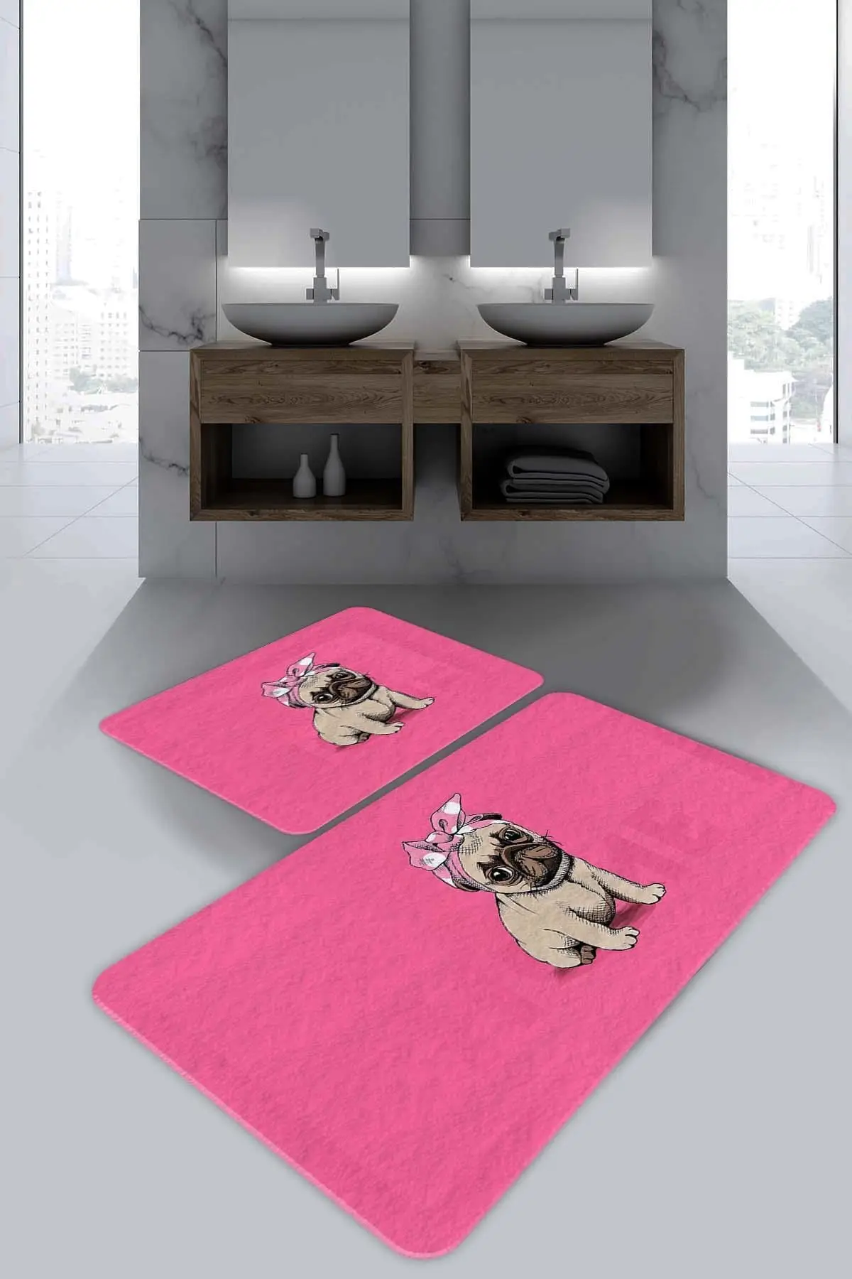 

Funny Dog Bathroom Rugs-Rugs Bathtub Mat- Shower Room Mat -Toilet Bath Mat- 2 pcs