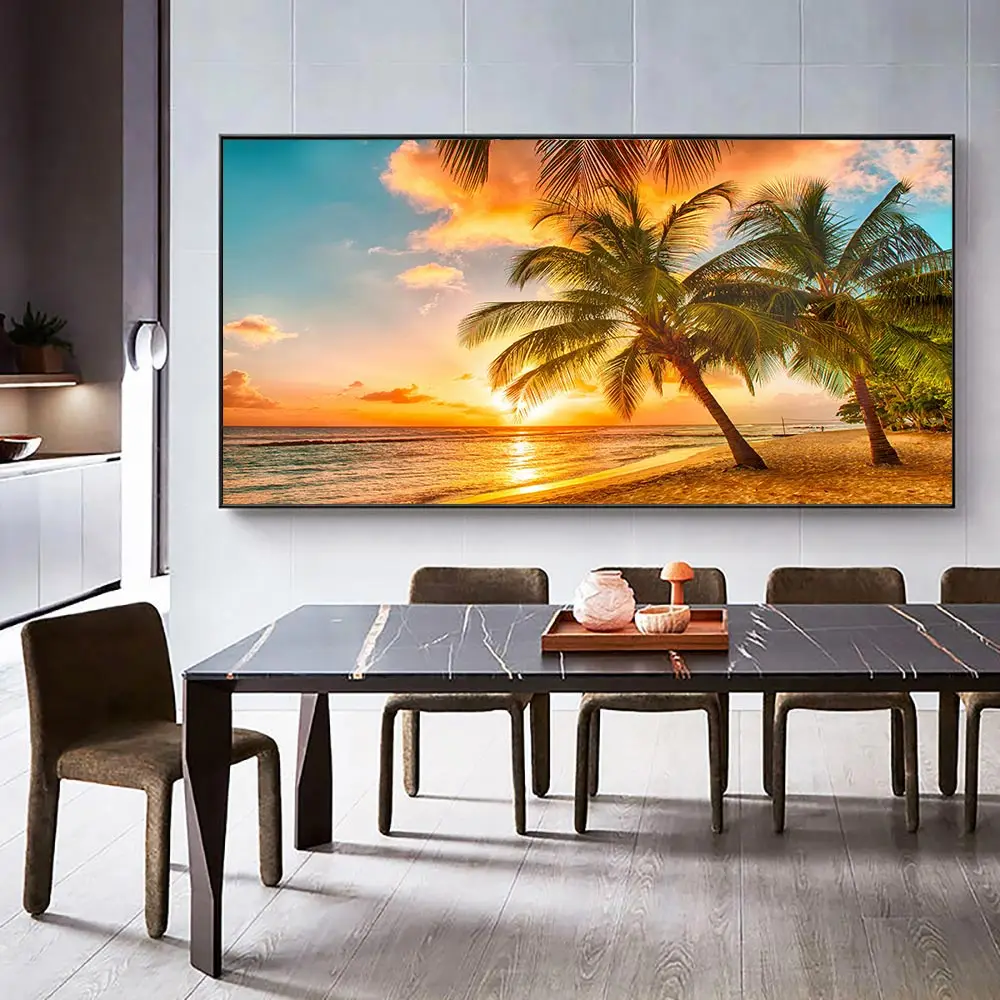 

Tropical Island Beach Sunsets Natural Sea Palms Coconut Palm Landscape Canvas Painting Posters Prints Wall Art Picture Decor