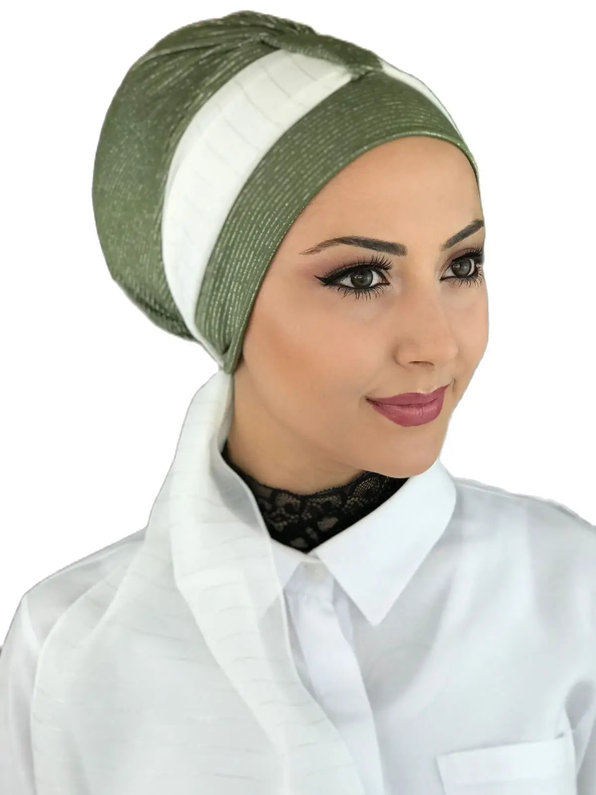 

New Fashion 2021 Hijab Turban Lady Hat Seasonal Scarf Hijab Foulard Single Size Green Hijab Bathing Cap Shawl