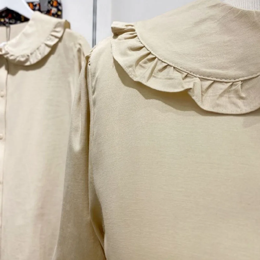 

Hijab Clothing Shirt Cream Tunic With Collar. Fashion 2021