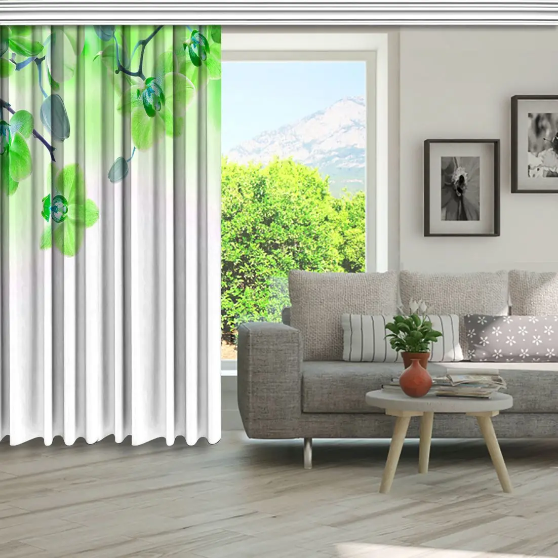 Занавес орхидеи ветви тропические цветы бутоны на становится размытым фон