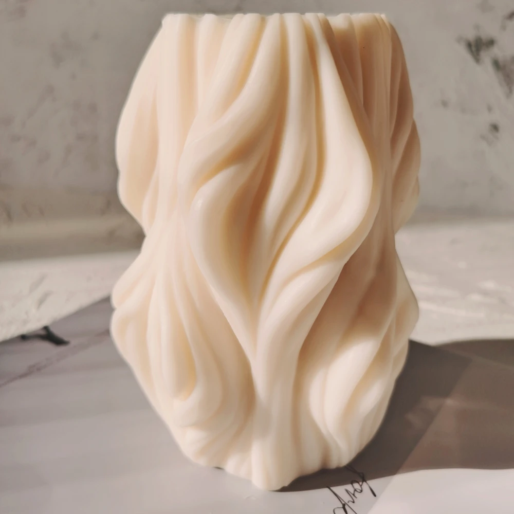 Hermosa 3D hecho velas moldes tallada ondulado vela arte abstracto geom&eacute;trico Irregular de silicona molde de vela para la decoraci&oacute;n de la casa-2