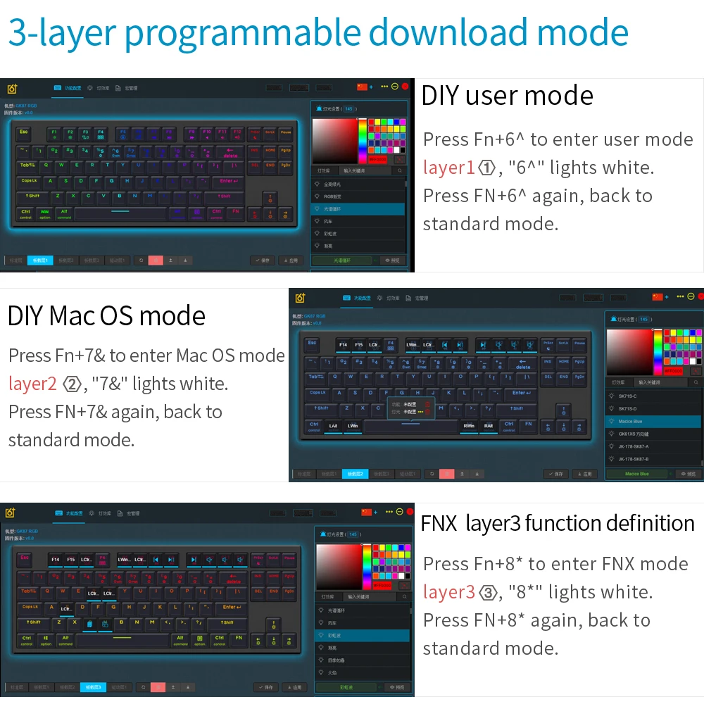 skyloong gk87 sk87 87 keys mechanical keyboard hot swap abs keycaps rgb color backlit wired bluetooth gamer mechanical keyboards free global shipping