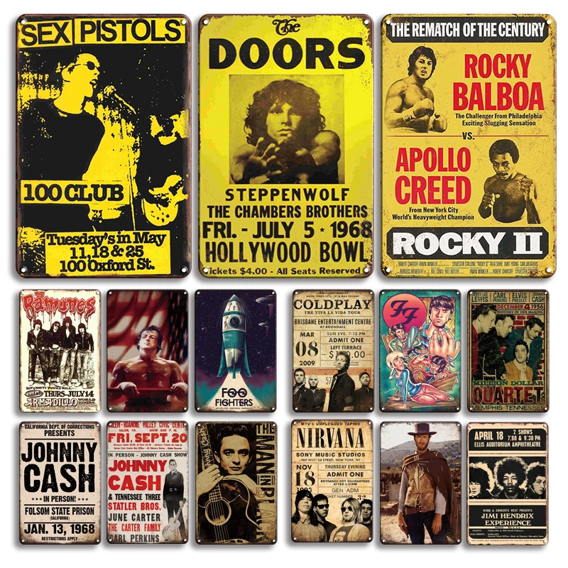 

Vintage Metal Music Poster Tin Sign Rock Band Metal Poster Wall Decor Retro Decorative Home Bar Studio Room Wall Metal Plate