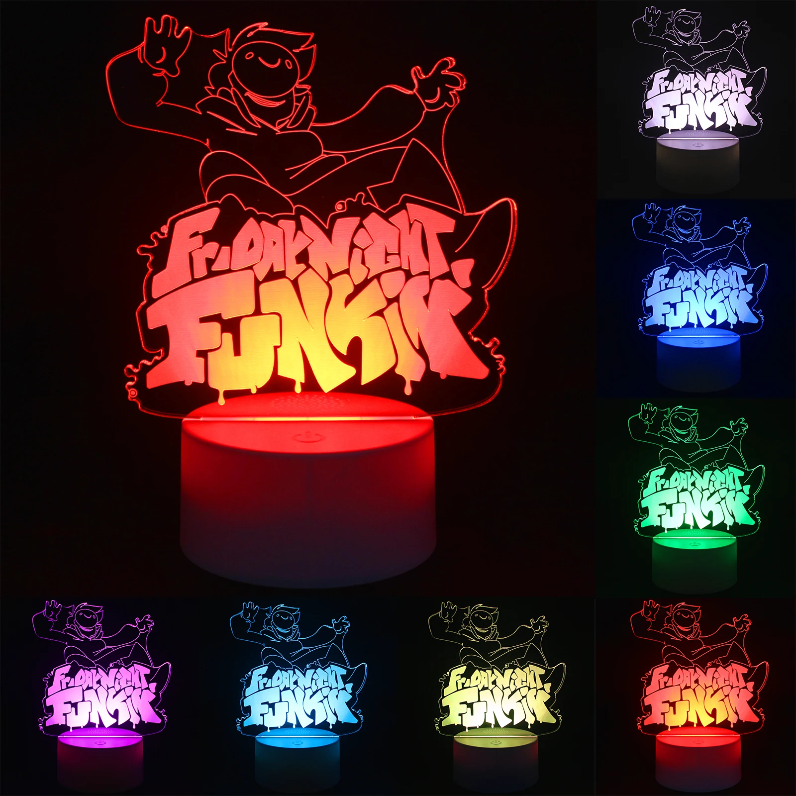 

Игра пятница ночь Funkin 3D ночной Светильник сенсорная Ночная светодиодная прикроватная неоновая лампа без батареи, USB разноцветная 3D лампа по...